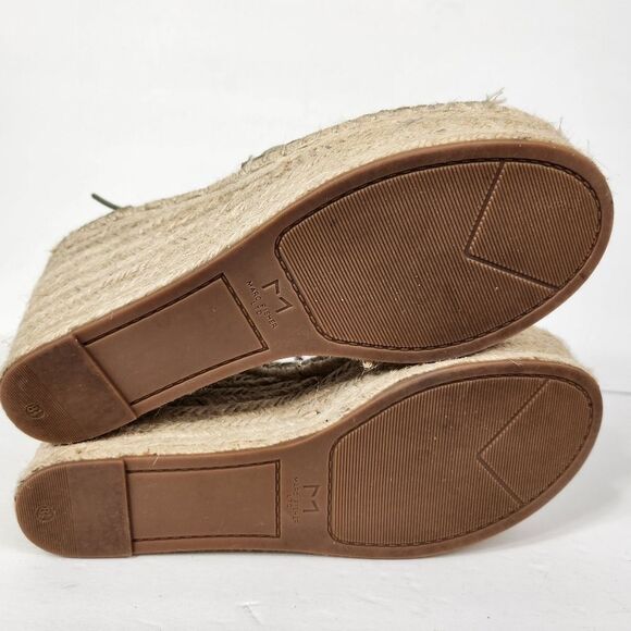Marc Fisher Adalyn Espadrille Leather Wedge Platform Olive Green Suede Size 8.5 - Picture 9 of 14